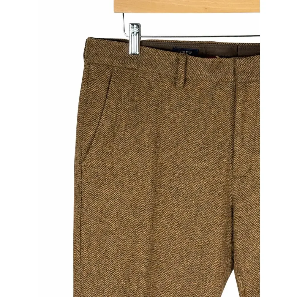 J Crew Slim Bedford Brown Tweed Wool Blend Trousers Mens 36x32